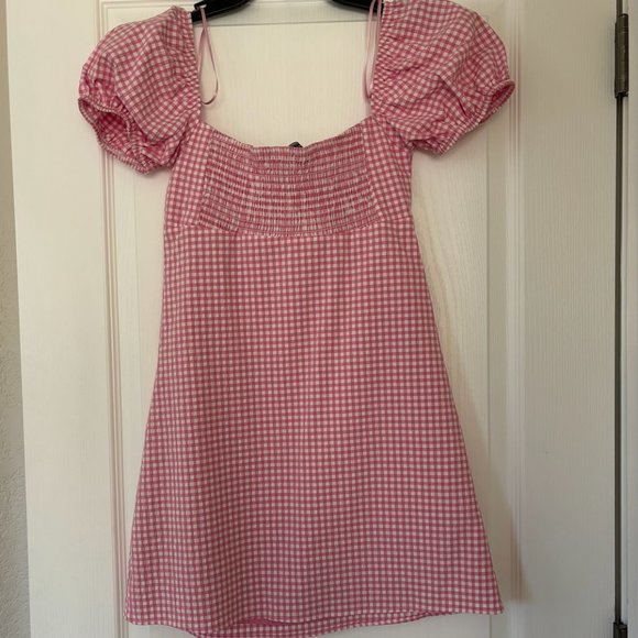 Zara Women's Pink and White Checkered Dress - Picture 3 of 6